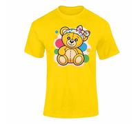 Cute Spotty Bear T-Shirt for Adult & Kids - Fun Cartoon Style Top Yellow 3-4 Years Pudsey 01