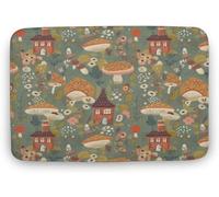 Cute Spring Cottagecore Mushroom Rectangle Doormat,Mushroom Garden Flower Aesthetic Doormat,Funny Doormat,Home Decor,Welcome Mat,Indoor Doormat,Front Back Door Mat Coral Velvet 24x16 Inch