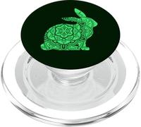 Cute Spring Green Bunny Rabbit Silhouette & Mandala Cutouts PopSockets PopGrip for MagSafe