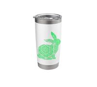Cute Spring Green Bunny Rabbit Silhouette & Mandala Cutouts Stainless Steel Insulated Tumbler