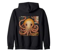 Cute Squid In The Ocean Painting Zip Hoodie