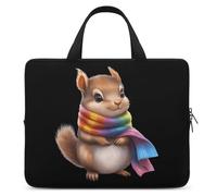 Cute Squire with Rainbow Scarf Trendy Laptop Sleeve with Handle Multi Size Portable Computer Protective Bags Cases