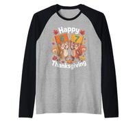 Cute Squirrel 67 Viral Trend Thanksgiving Autumn Design Raglan Baseball Tee