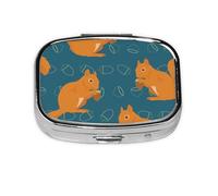Cute Squirrel Animal Pattern,Meta Pill Box 2 Compartment Medicine Case,Portable Organizer,Rectangle Meta Portable Organizer Pill Box 1667 Compartment Medicine Case