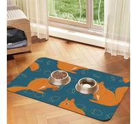 Cute Squirrel Animal Pattern,Waterproof Pet Feeding Mat,PU Leather Placemats for Cat Dog Water Bowl,Food Mats,40x60cm