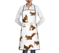 Cute Squirrel Apron With Pocket, Restaurant Apron, Waiter Work Apron, Soft And Comfortable., White, One Size