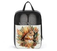 Cute Squirrel Autumn Leaves Shoe Bag for Travel Daily Use Anti-dust Storage Carrier Golf Shoe Pouch