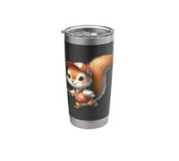 Cute Squirrel Baseball Player Varsity Jacket Cartoon Stainless Steel Insulated Tumbler