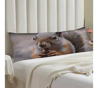 Cute Squirrel Body Pillow Cover with Hidden Zipper 20x54 Full Long Pillowcase for Couch Sofa Decor Breathable Bed Shams Boho Oversized Lumbar Pillow Covers for All Seasons