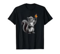 Cute Squirrel Butterfly Wildlife Nature Lover Value Graphic T-Shirt, Men, Black, M