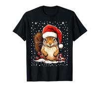 Cute Squirrel Christmas Santa Hat Xmas Pajama T-Shirt