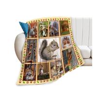 Cute Squirrel Decor Throw Blanket - Super Warm Soft Plush Lightweight Fleece Flannel Animals Blanket - Squirrels Gifts for Women, Girls, Boys, Men, Kids - Winter Couch Bedding - 40"X50"