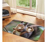 Cute Squirrel Dog Food Mats for Floors, 12x18 Inch Non-Slip Super Absorbent Pet Food Mat, Dishwasher Dog Mat for Food and Water, Cute Rubber Quick Dry Pet Feeding Mat for Dogs Puppy Cats