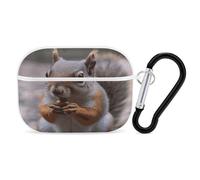 Cute Squirrel Earbuds Organizer Shockproof Protective Airpods Pro Cover with Carabiner Clip Anti Fall Carrying Earphone Case Cover for Airpods Pro 2nd Generation White