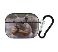 Cute Squirrel Earbuds Organizer Shockproof Protective Airpods Pro Cover with Carabiner Clip Anti Fall Carrying Earphone Case Cover for Airpods Pro 2nd Generation Black