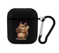Cute Squirrel Earphone Case Cover Compatible with AirPods 1&2 Shockproof Bluetooth Headset Case Black-style