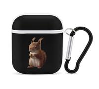 Cute Squirrel Earphone Case Cover Compatible with AirPods 1&2 Shockproof Bluetooth Headset Case White-style