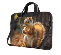 Cute Squirrel Eating Nuts Laptop Bag Shockproof Computer Carrying Case with Shoulder Strap Messenger Shoulder Bag Briefcase, Black, 14 inch