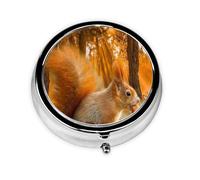Cute Squirrel Eating NutsMeta Pill Box 3 Compartment Medicine Case,Portable Organizer