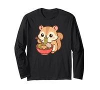 Cute Squirrel Eating Ramen Kawaii Foodie Art Long Sleeve T-Shirt
