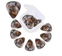 Cute Squirrel Guitar Picks 12 Pack Plectrums with Organizer Box, 3 Different Thickness Includes Thin Medium Heavy Picks
