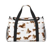 Cute Squirrel Hand Travel Bag - Large Reusable Shopping Tote Bag, Perfect for Outdoor Activities, Sports, Camping & Groceries, Black, One Size