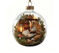Cute Squirrel Hedgehog Christmas Glass Ornaments Collection Winter Animal Ball Tree 3D Xmas Decor Decora Fall Ornament K6J5