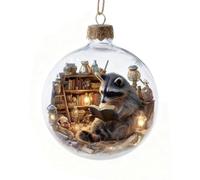 Cute Squirrel Hedgehog Christmas Glass Ornaments Collection Xmas Tree Ball Ornament Winter Decoration Animal Fall 3D Decor