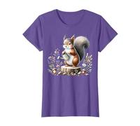 Cute Squirrel Holding Can Surrounded by Forest Flowers T-Shirt