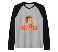 Cute Squirrel I Don't Have A Short Attention Span Funny Raglan Baseball Tee