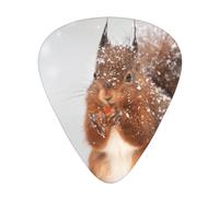 Cute Squirrel In Snow Printed,12 Pcs Guitar Pick,3 Different Thickness Plectrums for Acoustic Guitar Bass Ukulele (0.46mm 0.96mm 0.71mm)