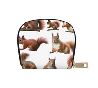 Cute Squirrel Leather Semi-Circular Card Bag, Compact and Convenient, Easy to Store