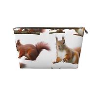 Cute Squirrel Leather Travel Wash Bag, Stylish and Durable, Easy to Carry