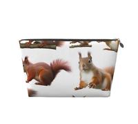 Cute Squirrel Leather Travel Wash Bag, Stylish and Durable, Easy to Carry