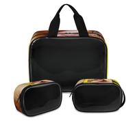 Cute Squirrel Makeup Bag for Women Men, Squirrel Translucent Cosmetic Bag Wash Pouch Shower Bag 3 Pcs Travel Toiletry Toiletries Cosmetic Organizer