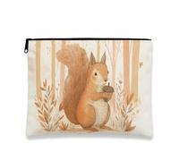 Cute Squirrel Makeup Bag, Vintage Forest Animal Cosmetic Travel Pouch for Women, Portable Canvas Zipper Organizer, Ideal for s and Skincare Essentials, Brown, 7x9 Inch, Squirrel