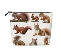 Cute Squirrel Multi Functional Single-Layer Linen Makeup Bag - Fashionable and Practical Cosmetic Storage Bag