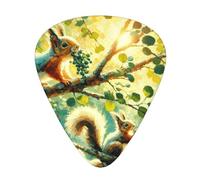 Cute-Squirrel-On-Tree 12 Pack Guitar Picks With 3 Thicknesses And Storage Box, Abs Plectrums For Electric Bass Guitar Players