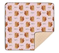 Cute Squirrel Pattern Baby Play Mat for Floor, 50x50 inch Playpen Mat,Thicken Soft Non-Slip Tummy Time Mat for Toddlers and Infants