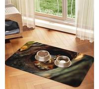Cute Squirrel Pet Feeding Mat Dog Cat Eating Food Absorbent Leather Tablecloth for and Water Bowl Waterproof No Stains Quick Dry Non-Slip 23.62 * 15.75IN
