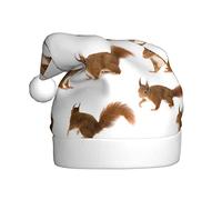 Cute Squirrel Print Christmas Hat, Santa Hat Holiday For Adults Unisex, Xmas Hat For New Year Festive Party Christmas Supplies