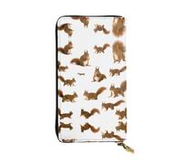 Cute Squirrel Print Leather Long Clutch Wallet – Fashionable Personalized Wallet, Multiple Card Slots, Gift Ready, Black, One Size