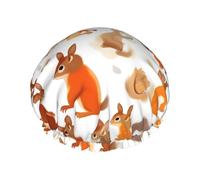 Cute Squirrel Print Oversized Waterproof Shower Cap for Women Men Reusable Lightweight Soft