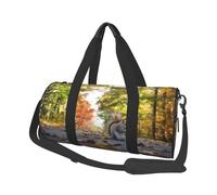 Cute Squirrel Print Round Duffel Bag, Canvas Overnight Travel Tote Bag, Waterproof and Tear-Resistant.Foldable Weekend Travel Bag