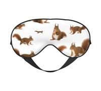 Cute Squirrel Print Silk Sleep Mask with Adjustable Buckle Stylish Eye Mask for Women Travel Nap Shift Work Office
