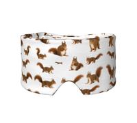 Cute Squirrel Print Sleep Eye and Ear Muffs Mask - Adjustable Yoga Travel Headband, Keep Warm Shading Comfortable Aid