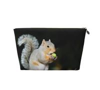 Cute Squirrel Print Toiletry Bag - Travel Makeup Storage Bag, Cosmetic Bags, Pu Leather Waterproof Lightweight Make Up Pouch Organiser for Girls, Women, and Men