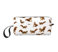 Cute Squirrel Print Travel Storage Case Portable Cosmetic Pouch Zippered Organizer Bag for Orderly Arrangement
