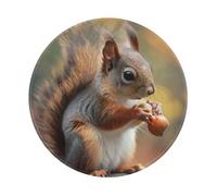 Cute Squirrel Printed Gaming Mouse Pad 1 PCS, Round Non-Slip Rubber Base Laptop Mousepad Desk Mat for Gamer, Office, Home