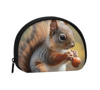 Cute Squirrel Printed Mini Coin Pouch, Shell Shape Zip Around Wallet, Small Zipper Pouch for Cash, Cards, Keys, Lipstick, Storage Pouch, Travel Organizer